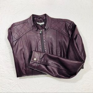 Roz & Ali : Plum Faux Leather Jacket